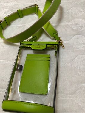 Kate Spade Clear Crossbody Phone Bag with Neon Green Trim